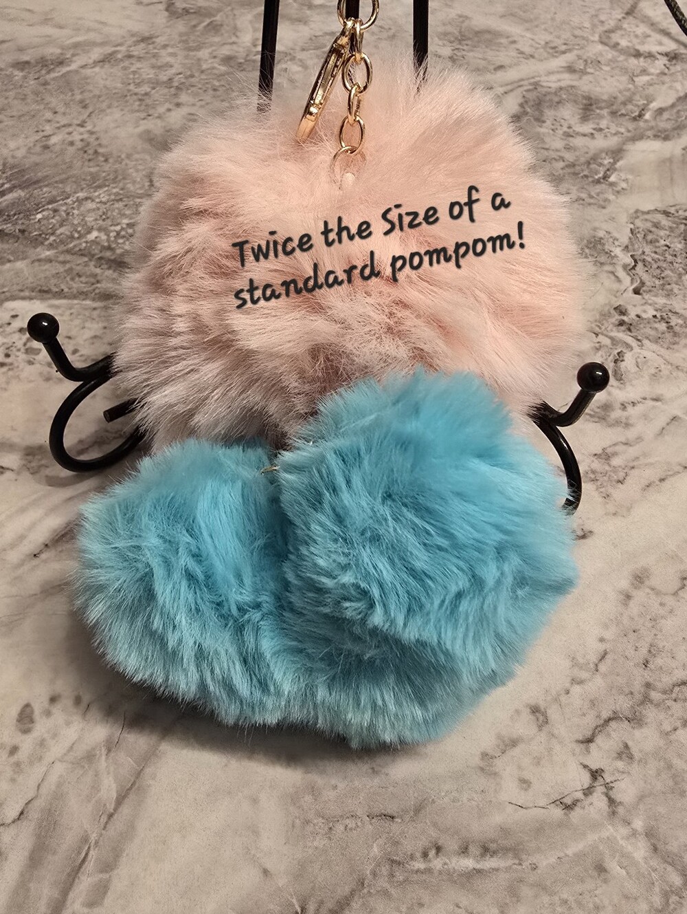Faux Fur Pom Keychain - Choice Of 1 - Picture 2 of 6